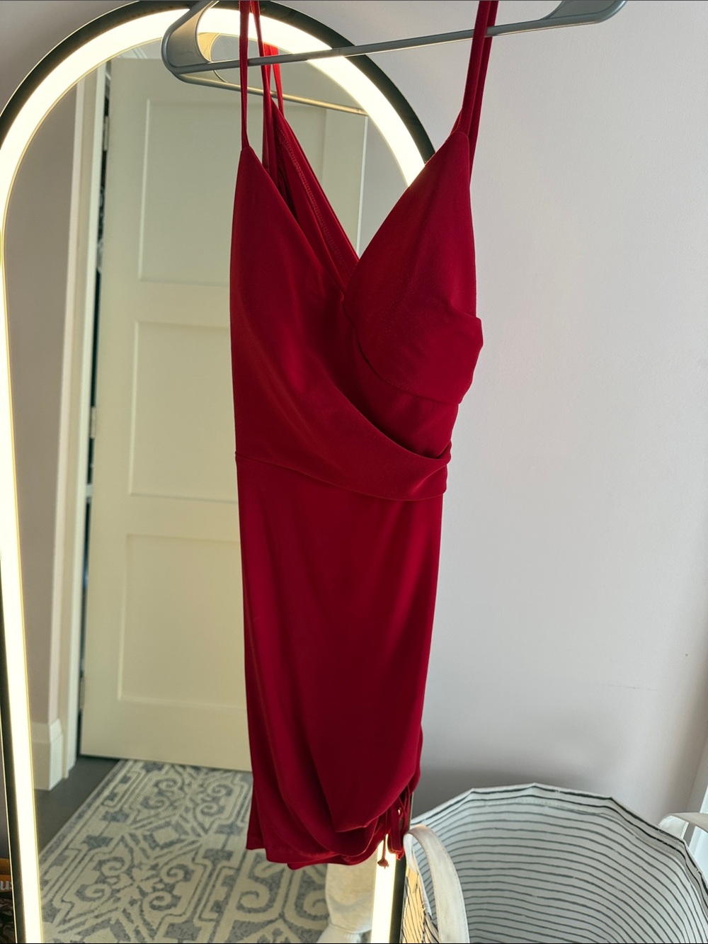 Morgan & Co. Red Spaghetti-Strap Wrap Mini Dress